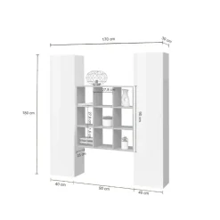 Cucina|Madie > Dmora Credenza stretta antracite e acero 40x30x180h cm 2 ante - Acerenza Marrone Acero, Nero Antracite