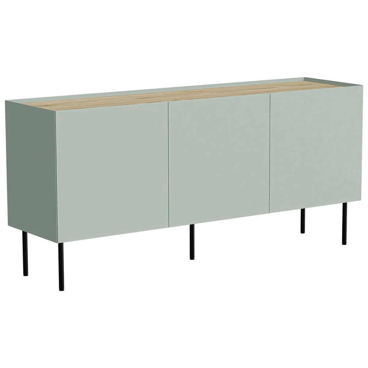Madie|Credenze > Dmora Credenza verde e rovere 150x40x70h cm 3 ante - Verrone Marrone, Verde Rovere