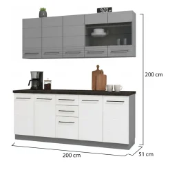 Cucine > Dmora Cucina Bianco Grigio 2 Cassetti 9 Ripiani, 10 Ante - Zambana Grigio, Bianco