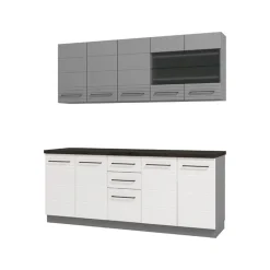 Cucine > Dmora Cucina Bianco Grigio 2 Cassetti 9 Ripiani, 10 Ante - Zambana Grigio, Bianco