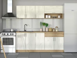 Cucina Bianco Larice Marrone Rovere un Cassetto 5 Ripiani, 9 Ante - Surano