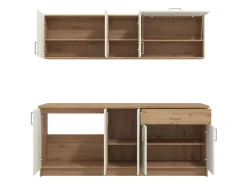 Cucina Bianco Larice Marrone Rovere un Cassetto 5 Ripiani, 9 Ante - Surano