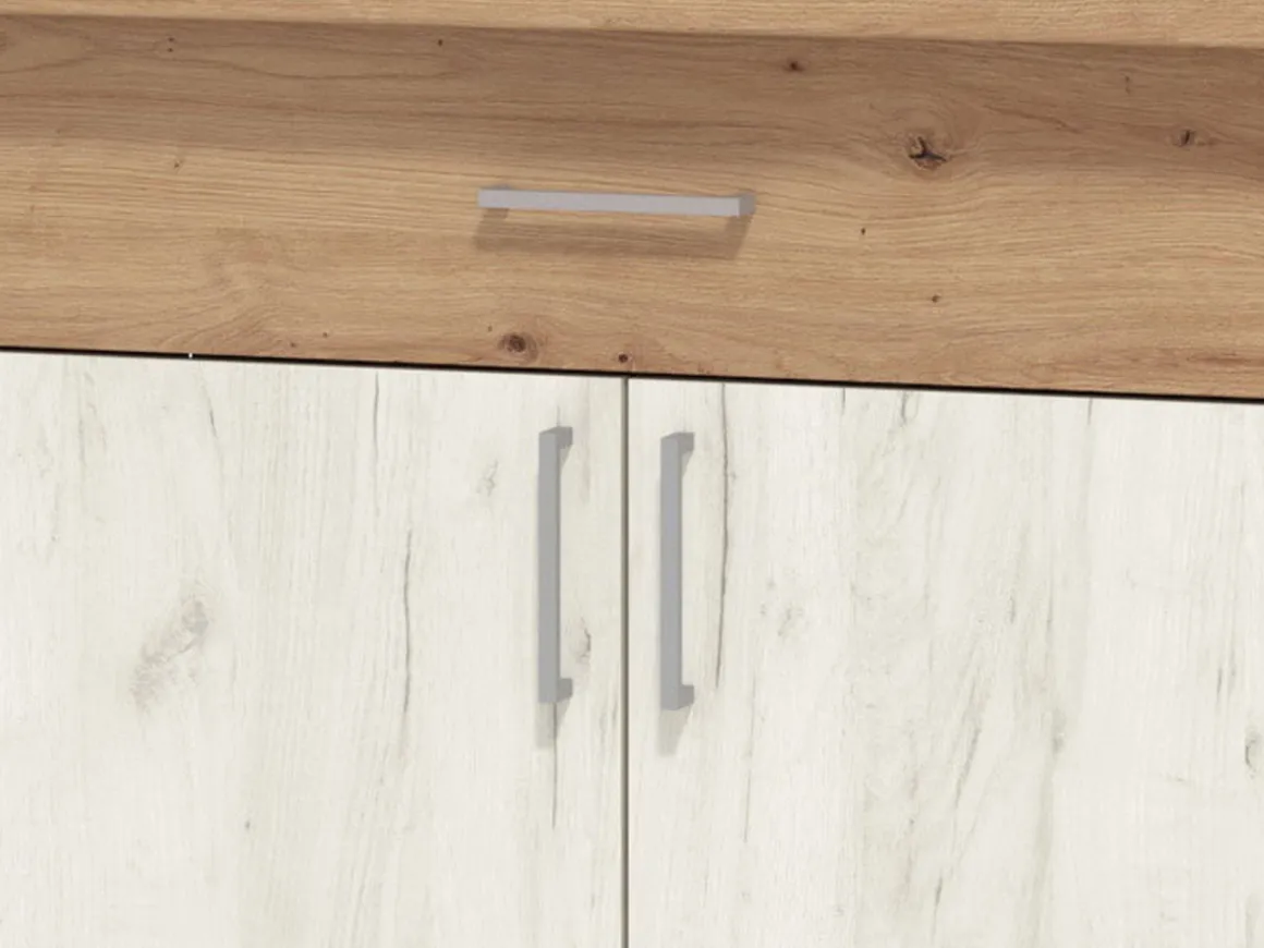 Cucina Bianco Larice Marrone Rovere un Cassetto 5 Ripiani, 9 Ante - Surano