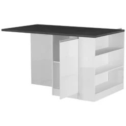 Cucine|Cucina > Dmora Cucina Bianco Lucido Grigio Ardesia 3 Cassetti 29 Ripiani, 12 Ante Made in Italy - Balme Grigio Ardesia, Bianco Lucido