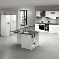 Cucina Bianco Lucido Grigio Ardesia Modulabile 29 Ripiani, 3 Cassetti Made in Italy - Balme