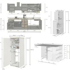 Cucina Bianco Lucido Grigio Ardesia Modulabile 29 Ripiani, 3 Cassetti Made in Italy - Balme