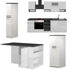 Cucina Bianco Lucido Grigio Ardesia Modulabile 29 Ripiani, 3 Cassetti Made in Italy - Balme