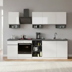 Cucina Bianco Lucido Grigio Ardesia un Cassetto 19 Ripiani, 7 Ante Made in Italy - Attimis