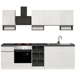 Cucina Bianco Lucido Grigio Ardesia un Cassetto 19 Ripiani, 7 Ante Made in Italy - Attimis