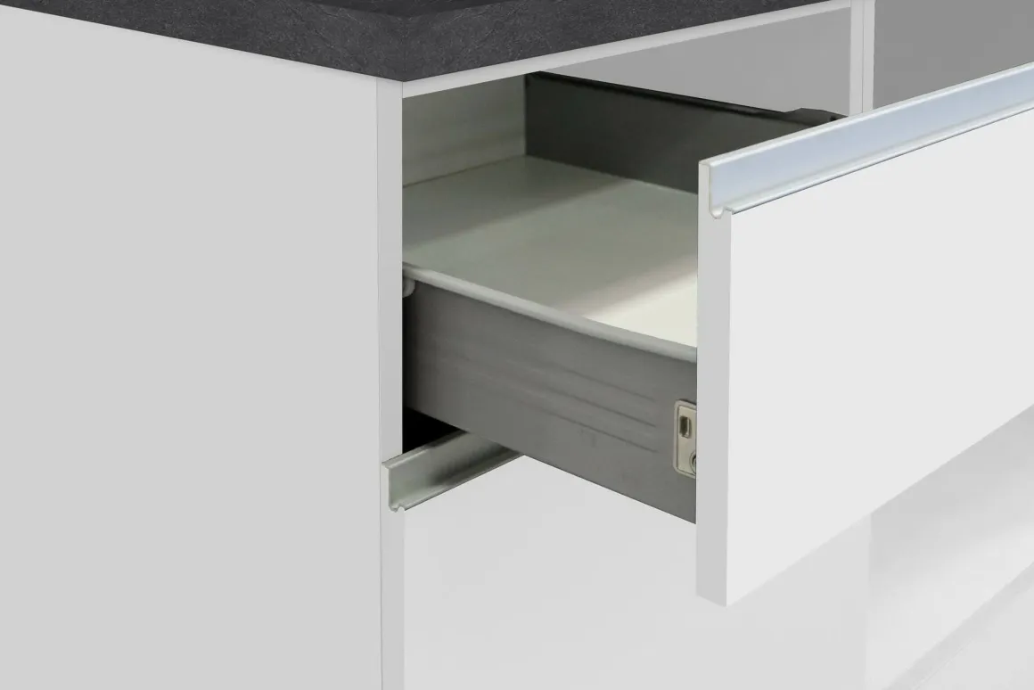 Cucina Bianco Lucido Grigio Ardesia un Cassetto 19 Ripiani, 7 Ante Made in Italy - Attimis
