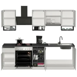 Cucina Bianco Lucido Grigio Ardesia un Cassetto 19 Ripiani, 7 Ante Made in Italy - Attimis