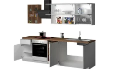 Cucina Bianco Lucido Marrone Rovere un Cassetto 13 Ripiani, Modulabile Made in Italy - Fonti