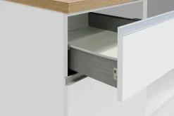 Cucina Bianco Lucido Marrone Rovere un Cassetto 13 Ripiani, Modulabile Made in Italy - Fonti