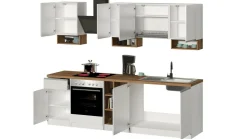 Cucina Bianco Lucido Marrone Rovere un Cassetto 19 Ripiani, Modulabile Made in Italy - Attimis