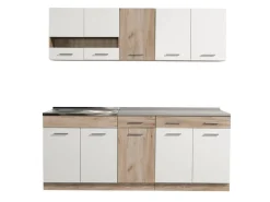 Cucine > Dmora Cucina Bianco Marrone Rovere 2 Cassetti 5 Ripiani, 10 Ante - Bornago Marrone, Bianco Rovere