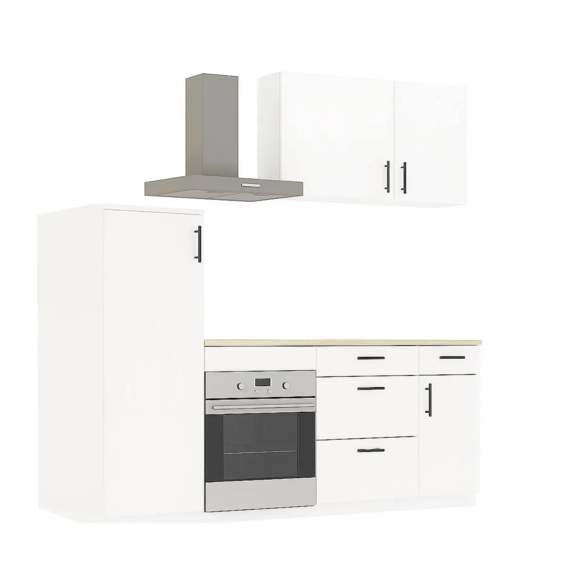Cucine > Dmora Cucina Bianco Marrone Rovere 4 Cassetti 5 Ripiani, Apertura Battente, Scorrevole - Althenis Marrone, Bianco Rovere