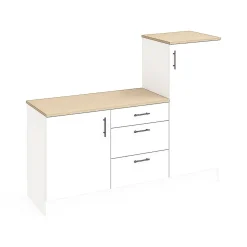 Cucina Bianco Marrone Rovere 3 Ripiani 3 Cassetti, Apertura Battente, Scorrevole - Zafrena