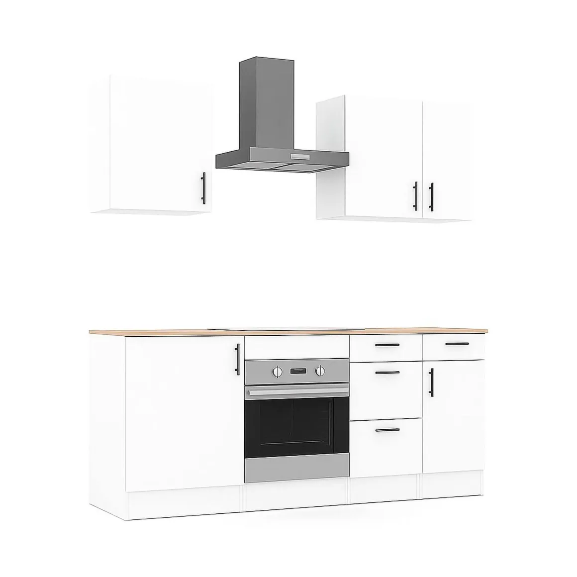 Cucina Bianco Marrone Rovere 4 Cassetti 5 Ripiani, Apertura Battente, Scorrevole - Moriantha