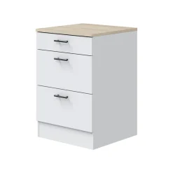Cucina Bianco Marrone Rovere 4 Cassetti 5 Ripiani, Apertura Battente, Scorrevole - Moriantha