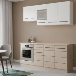 Cucina Bianco Marrone Rovere un Cassetto 10 Ripiani, 8 Ante - Colombo