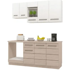 Cucina Bianco Marrone Rovere un Cassetto 10 Ripiani, 8 Ante - Colombo