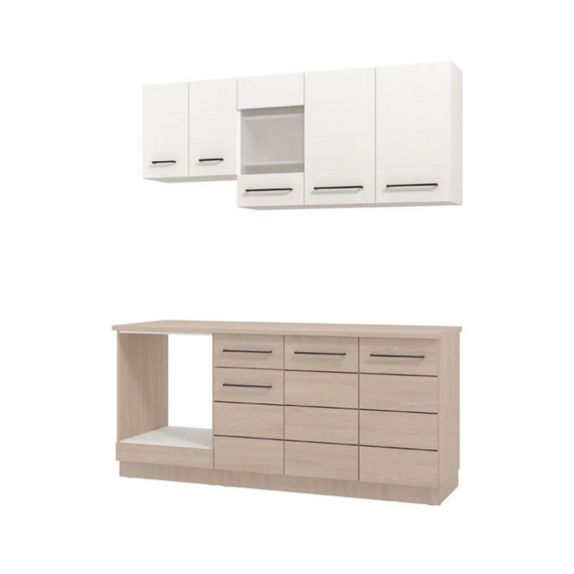 Cucine > Dmora Cucina Bianco Marrone Rovere un Cassetto 3 Ripiani, 8 Ante - Solarolo Marrone, Bianco Rovere