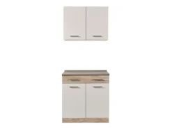 Cucina Bianco Marrone Rovere un Cassetto 3 Ripiani, Apertura Battente, Scorrevole - Garessio