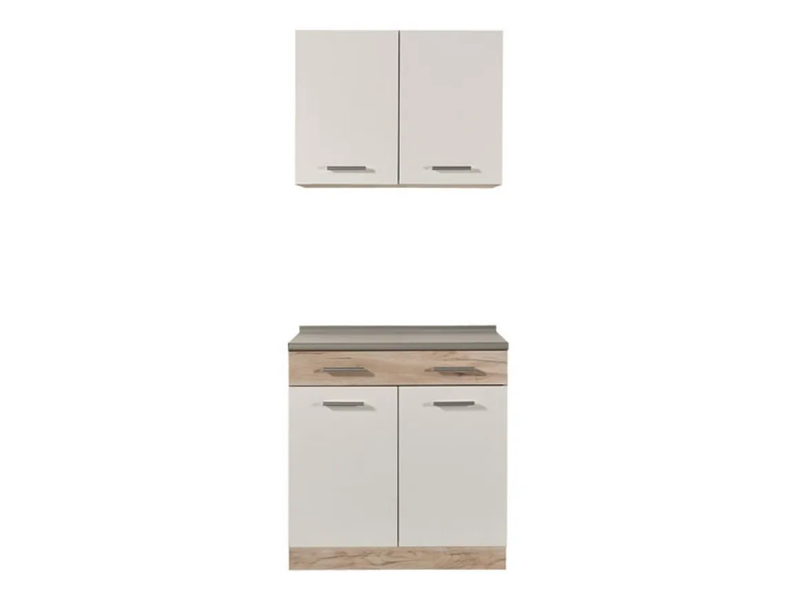 Cucina Bianco Marrone Rovere un Cassetto 3 Ripiani, Apertura Battente, Scorrevole - Garessio