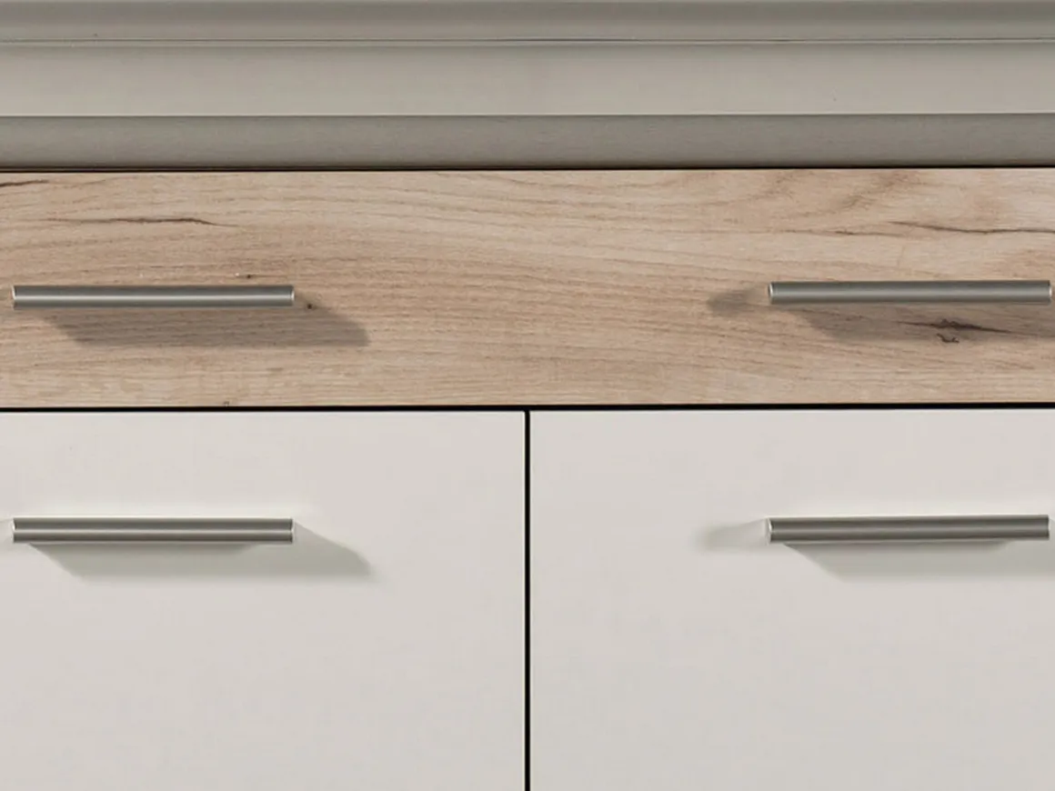 Cucina Bianco Marrone Rovere un Cassetto 3 Ripiani, Apertura Battente, Scorrevole - Garessio