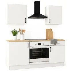 Cucina Bianco Marrone Rovere un Cassetto 4 Ripiani, Apertura Battente, Scorrevole - Thymira