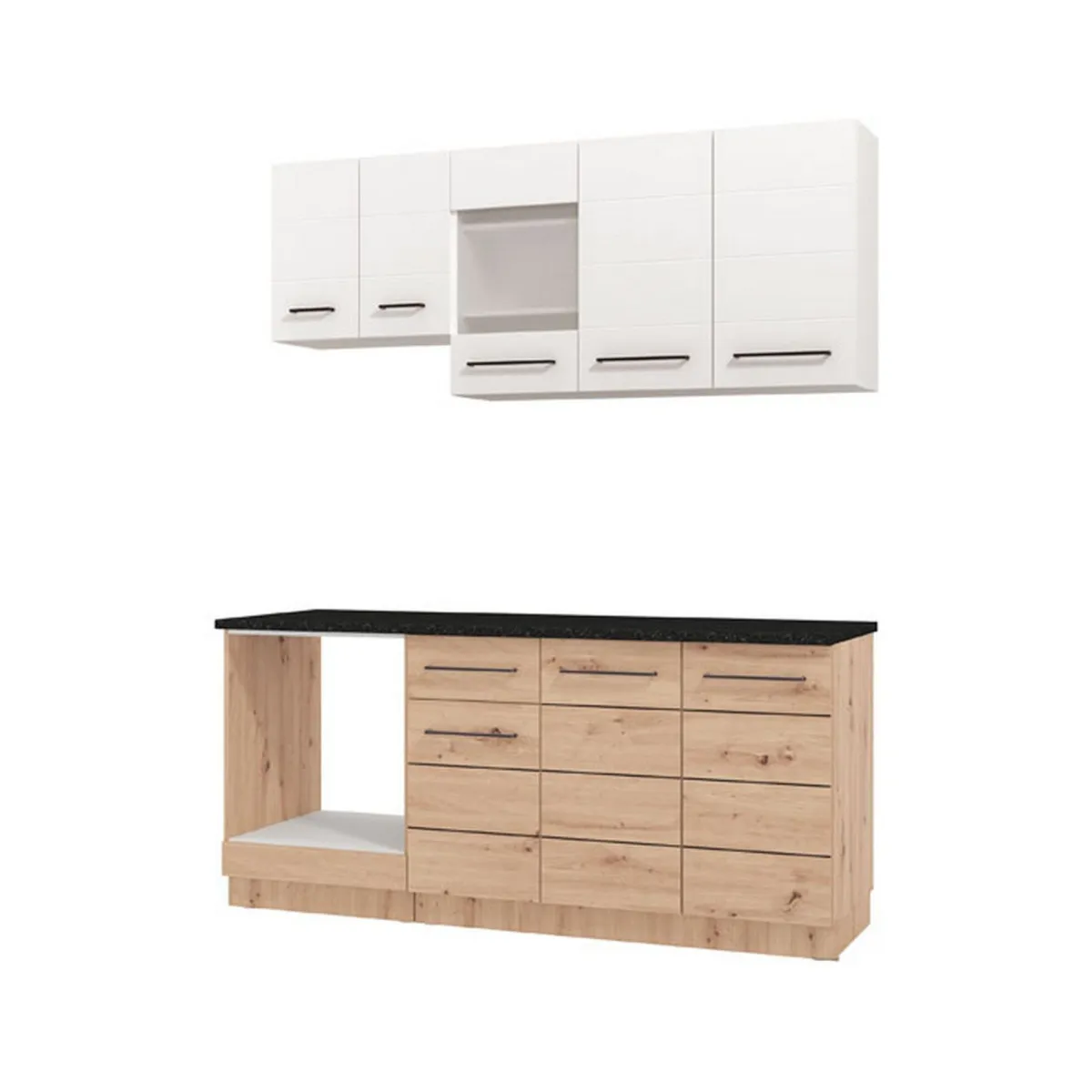 Cucine > Dmora Cucina Bianco Marrone Rovere un Cassetto 7 Ripiani, 8 Ante - Colombo Marrone, Bianco Rovere
