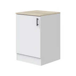 Cucina Bianco Marrone Rovere un Cassetto 4 Ripiani, Apertura Battente, Scorrevole - Thymira