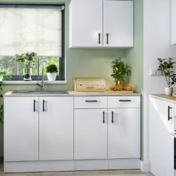 Cucina Bianco Marrone Rovere un Cassetto 7 Ripiani, Apertura Battente, Scorrevole - Velvenia