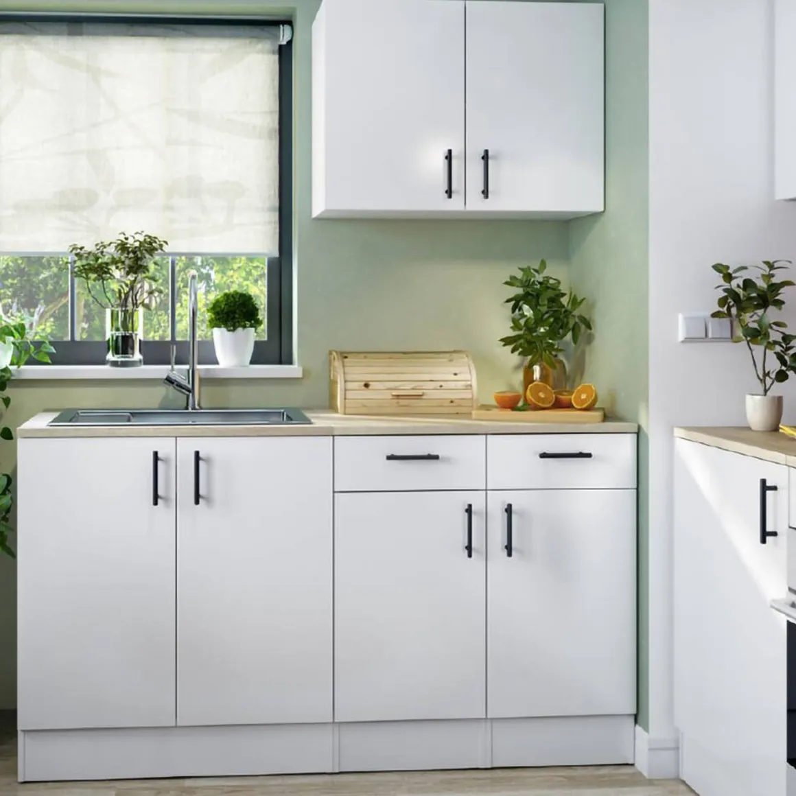 Cucine > Dmora Cucina Bianco Marrone Rovere un Cassetto Modulabile, 6 Ripiani - Telinea Marrone, Bianco Rovere