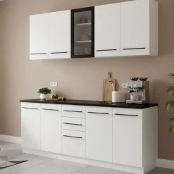 Cucina Bianco Nero 2 Cassetti 9 Ripiani, 10 Ante - Monale