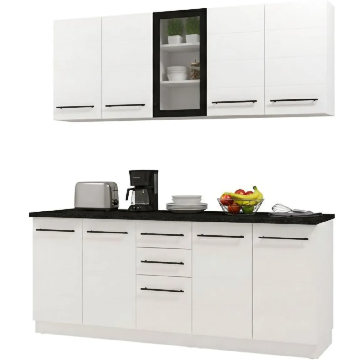 Cucina Bianco Nero 2 Cassetti 9 Ripiani, 10 Ante - Monale