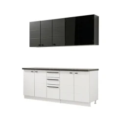 Cucine > Dmora Cucina Bianco Nero 2 Cassetti 9 Ripiani, 10 Ante - Scerni Nero, Bianco
