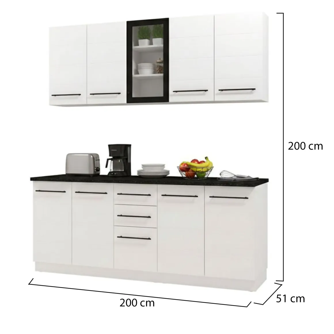 Cucina Bianco Nero 2 Cassetti 9 Ripiani, 10 Ante - Monale