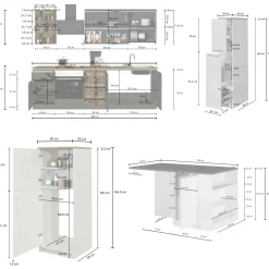 Cucine|Cucina > Dmora Cucina Grigio Ardesia Grigio Ardesia 3 Cassetti 31 Ripiani, Modulabile Made in Italy - Arlo Grigio Ardesia, Grigio Ardesia
