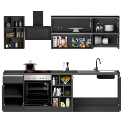 Cucine|Cucina > Dmora Cucina Grigio Ardesia Grigio Ardesia un Cassetto 19 Ripiani, 7 Ante Made in Italy - Attimis Grigio Ardesia, Grigio Ardesia