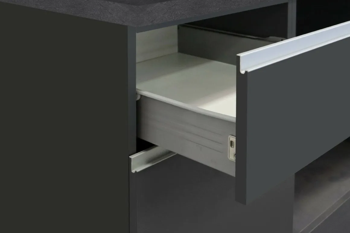 Cucine|Cucina > Dmora Cucina Grigio Ardesia Grigio Ardesia un Cassetto 19 Ripiani, 7 Ante Made in Italy - Attimis Grigio Ardesia, Grigio Ardesia