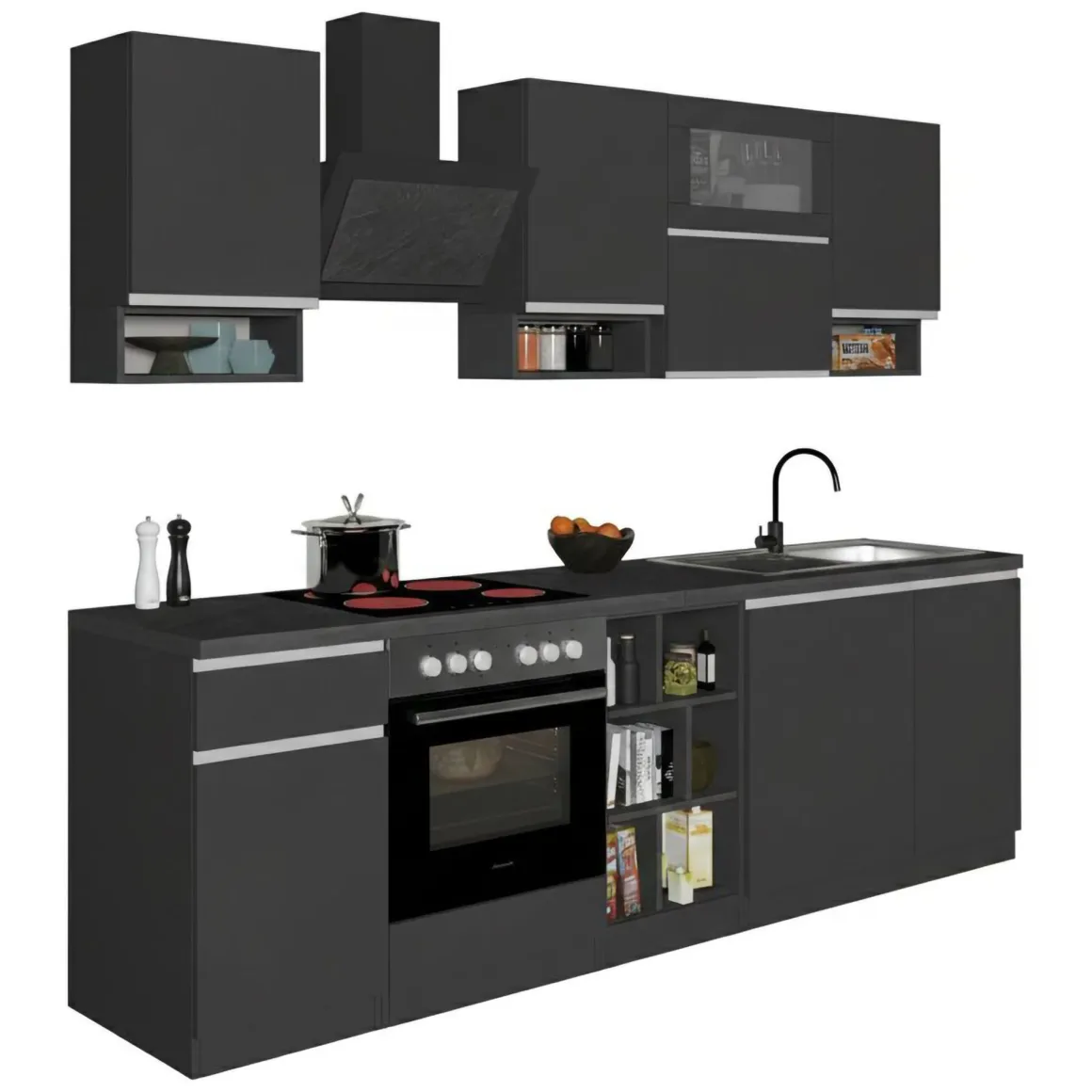 Cucina Grigio Ardesia Grigio Ardesia un Cassetto 19 Ripiani, Modulabile Made in Italy - Attiko