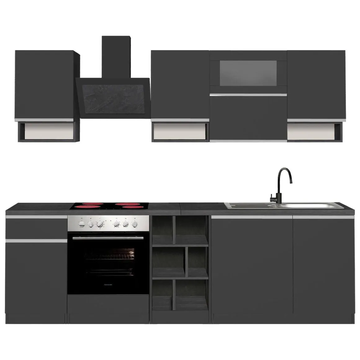 Cucina Grigio Ardesia Grigio Ardesia un Cassetto 19 Ripiani, Modulabile Made in Italy - Attiko