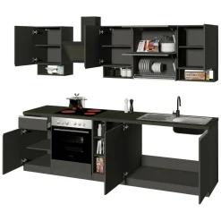 Cucina Grigio Ardesia Grigio Ardesia un Cassetto 19 Ripiani, Modulabile Made in Italy - Attiko