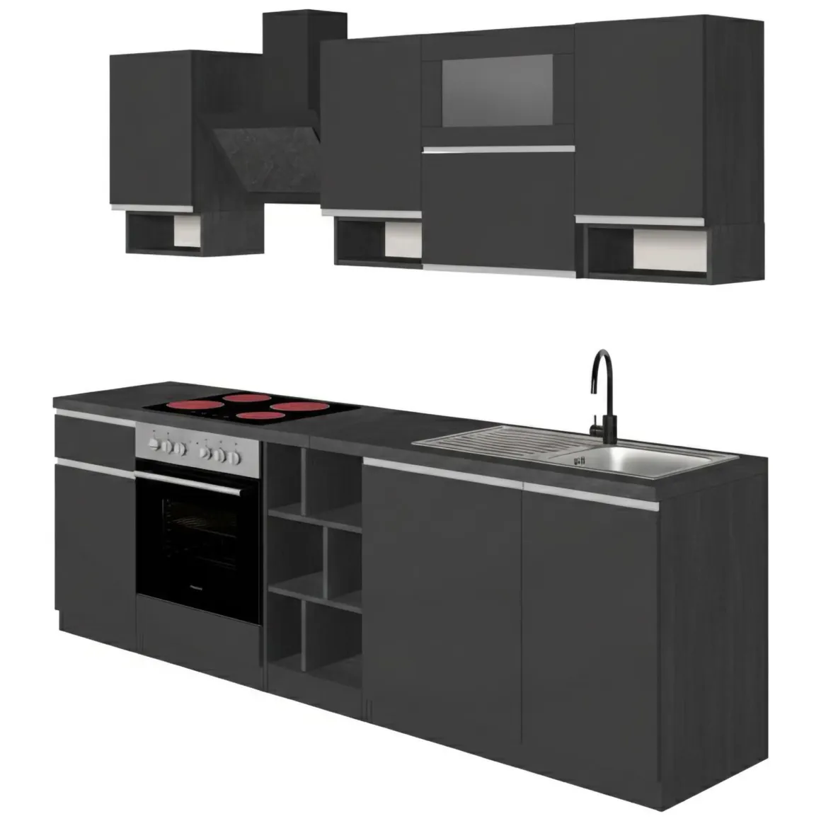 Cucina Grigio Ardesia Grigio Ardesia un Cassetto 19 Ripiani, Modulabile Made in Italy - Attiko