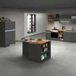 Cucine|Cucina > Dmora Cucina Grigio Ardesia Marrone Rovere 3 Cassetti 31 Ripiani, Modulabile Made in Italy - Appiah Marrone Rovere, Grigio Ardesia
