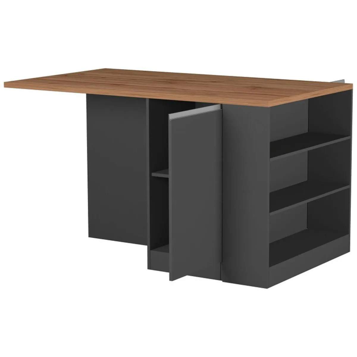 Cucine|Cucina > Dmora Cucina Grigio Ardesia Marrone Rovere 3 Cassetti 31 Ripiani, Modulabile Made in Italy - Appiah Marrone Rovere, Grigio Ardesia