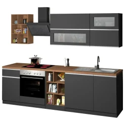 Cucina Grigio Ardesia Marrone Rovere un Cassetto 13 Ripiani, 5 Ante Made in Italy - Fonti