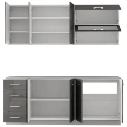 Cucine > Dmora Cucina Grigio Scuro Grigio Chiaro 6 Ripiani 4 Cassetti, Modulabile - Riquew Grigio Chiaro, Grigio Scuro