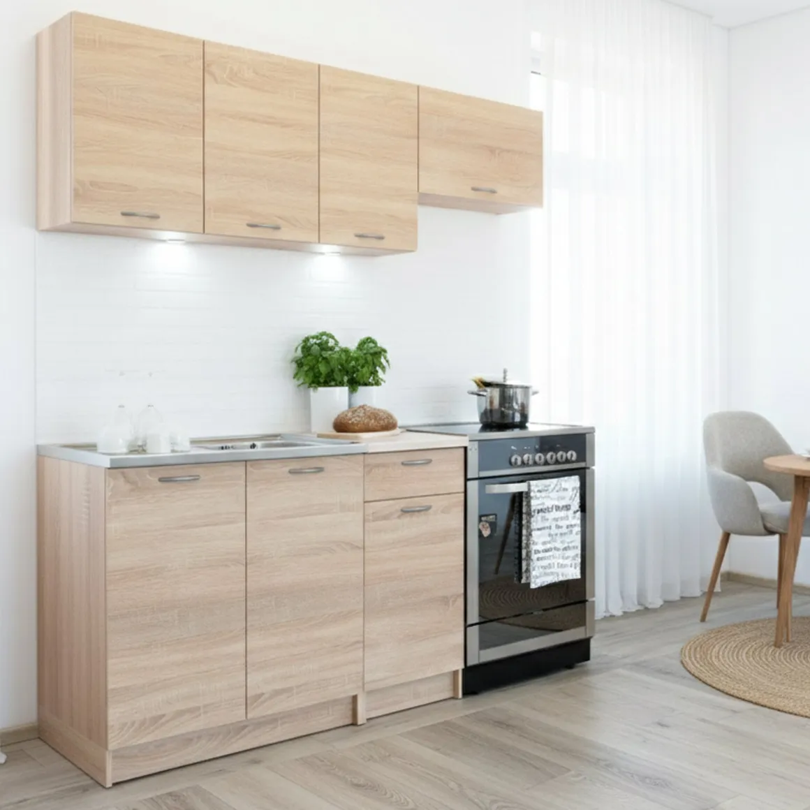 Cucina Marrone Rovere Modulabile un Cassetto, 3 Ripiani - Sora